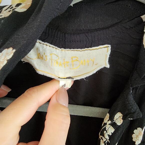 Jen's Pirate Booty Cortes Jacket Obsidian Spanish Rose Print kimono blk long P S - Picture 5 of 12